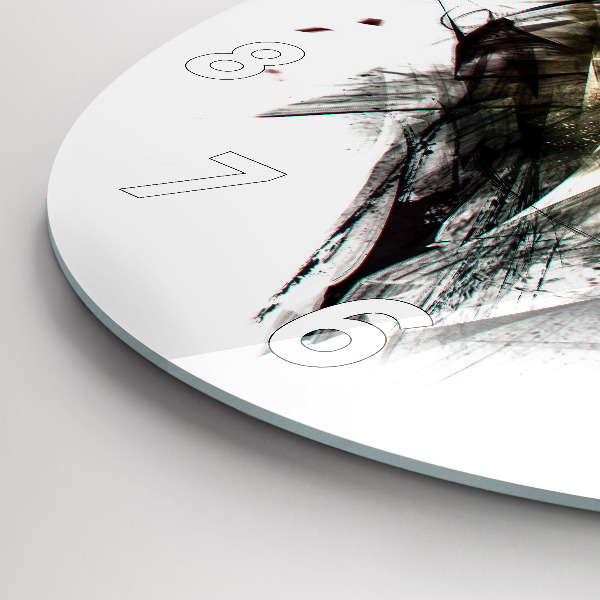 Ceas rotund de perete din sticlă Portretul desenat al unui lup