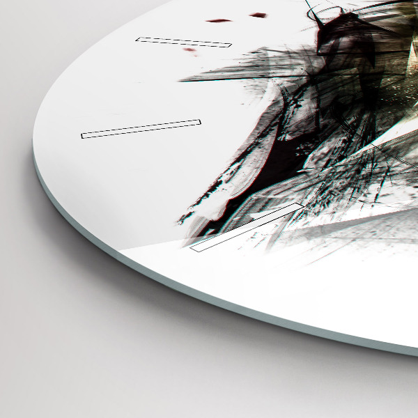 Ceas rotund de perete din sticlă Portretul desenat al unui lup