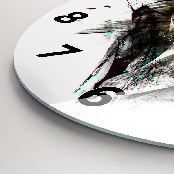 Ceas rotund de perete din sticlă Portretul desenat al unui lup