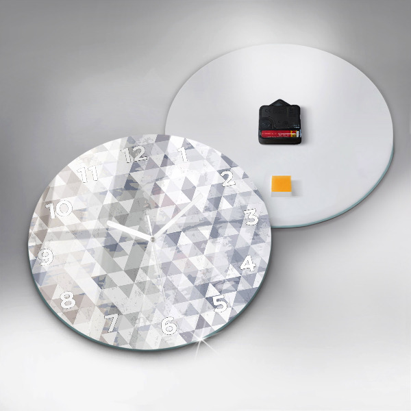 Ceas rotund de perete din sticlă Model geometric