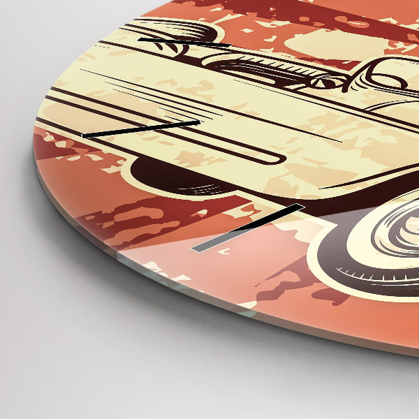 Ceas rotund de perete din sticlă Mașină retro vintage