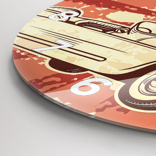 Ceas rotund de perete din sticlă Mașină retro vintage