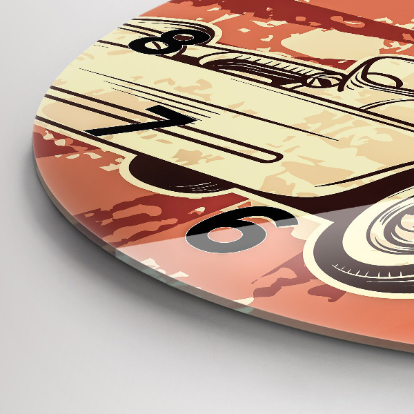 Ceas rotund de perete din sticlă Mașină retro vintage