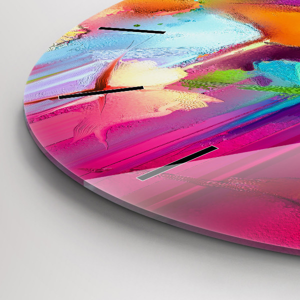 Ceas rotund de perete din sticlă Flori abstracte