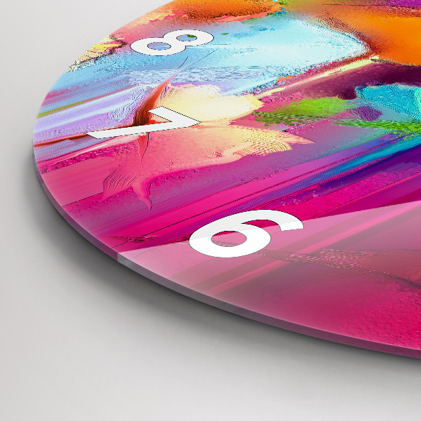 Ceas rotund de perete din sticlă Flori abstracte