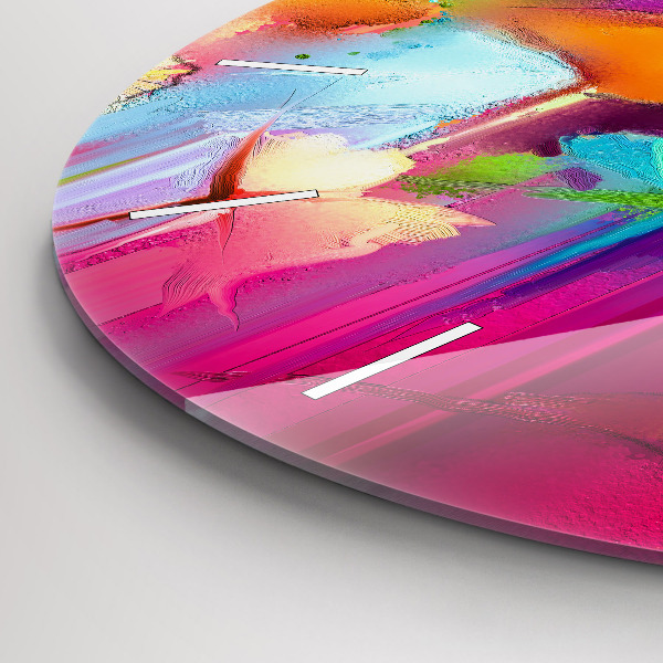 Ceas rotund de perete din sticlă Flori abstracte