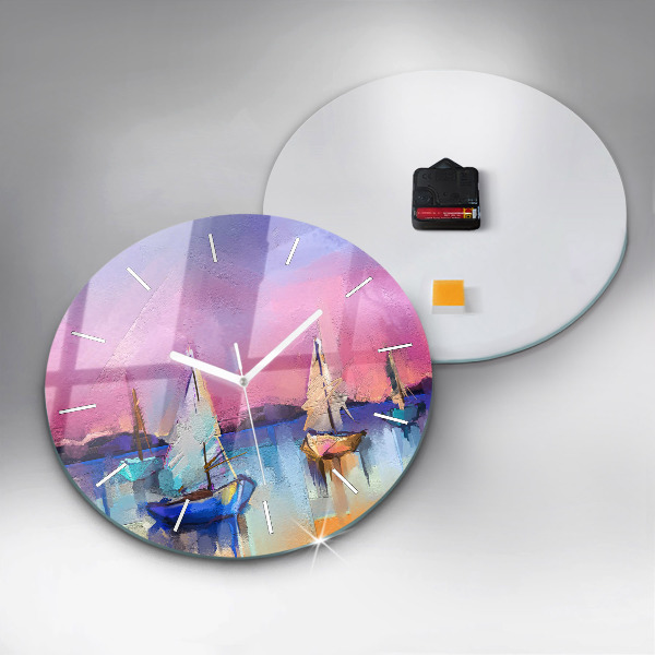 Ceas rotund de perete din sticlă Peisaj marin