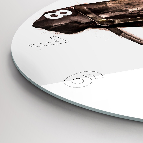 Ceas rotund de perete din sticlă Profil pictat al unui cal