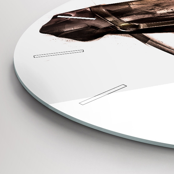 Ceas rotund de perete din sticlă Profil pictat al unui cal