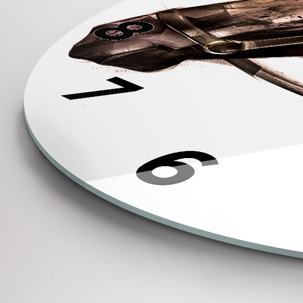 Ceas rotund de perete din sticlă Profil pictat al unui cal