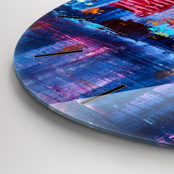 Ceas rotund de perete din sticlă Abstracția zgârie-norilor