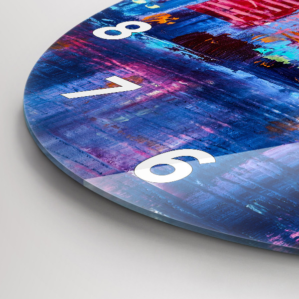 Ceas rotund de perete din sticlă Abstracția zgârie-norilor