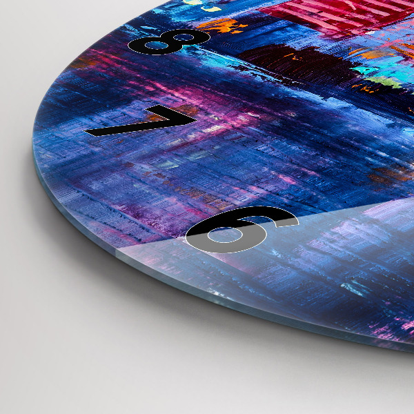 Ceas rotund de perete din sticlă Abstracția zgârie-norilor