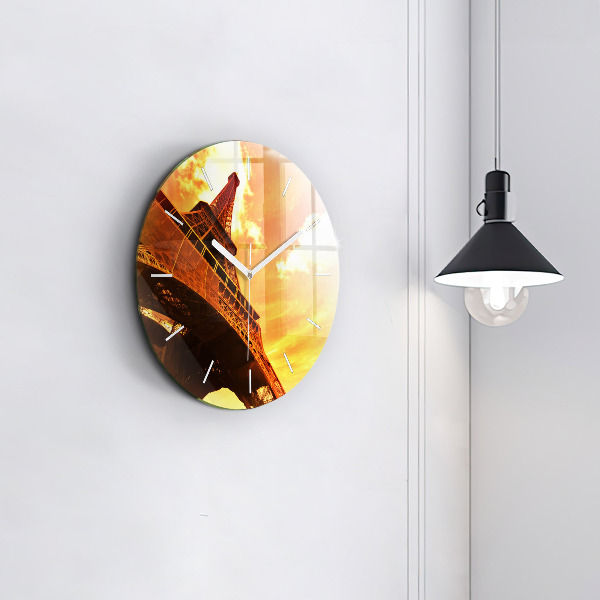 Ceas rotund de perete din sticlă Turnul Eiffel din Paris