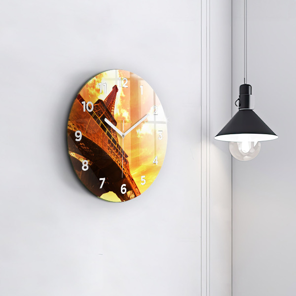 Ceas rotund de perete din sticlă Turnul Eiffel din Paris