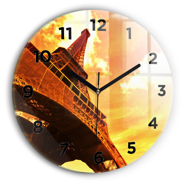 Ceas rotund de perete din sticlă Turnul Eiffel din Paris