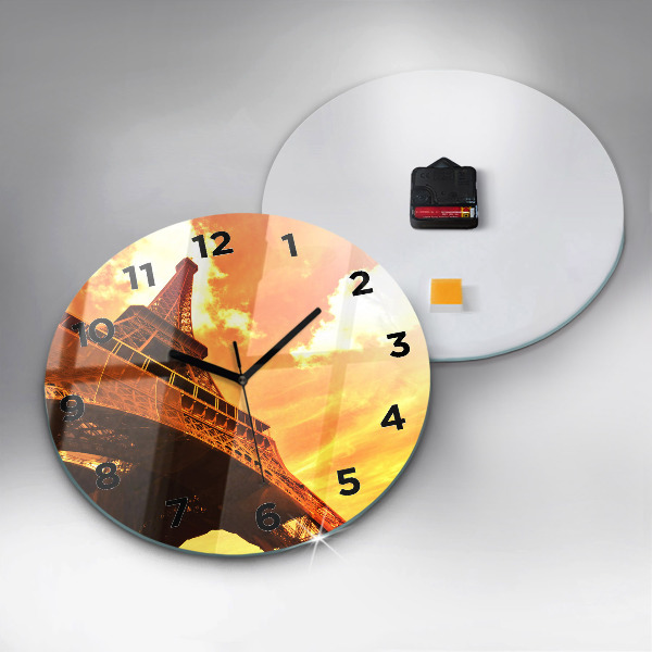 Ceas rotund de perete din sticlă Turnul Eiffel din Paris