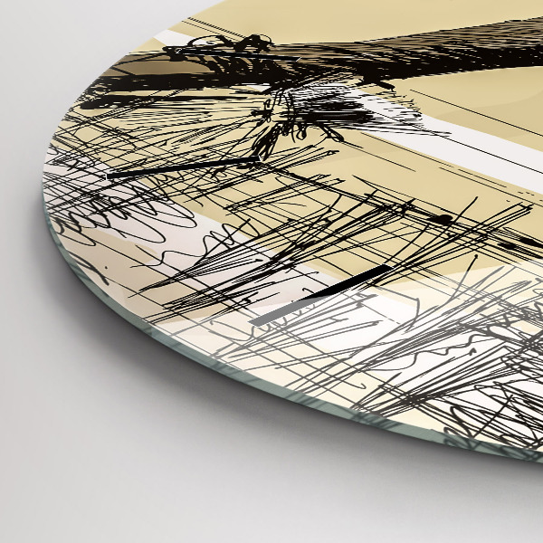 Ceas rotund de perete din sticlă Femeie care culege orez