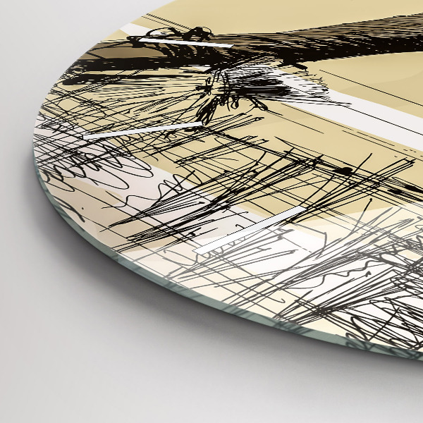 Ceas rotund de perete din sticlă Femeie care culege orez