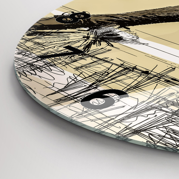 Ceas rotund de perete din sticlă Femeie care culege orez