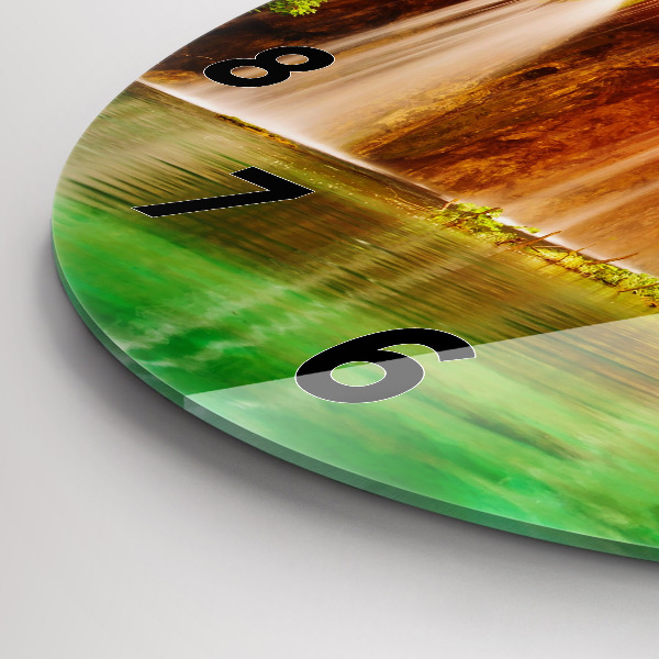 Ceas rotund de perete din sticlă Vedere asupra cascadei