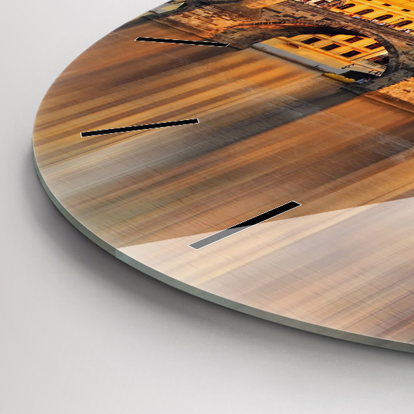 Ceas rotund de perete din sticlă Panoramă peste râu