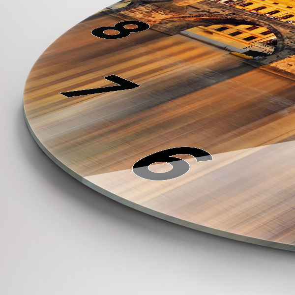 Ceas rotund de perete din sticlă Panoramă peste râu