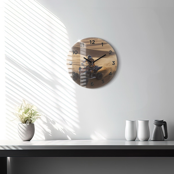 Ceas rotund de perete din sticlă Quad în deșert