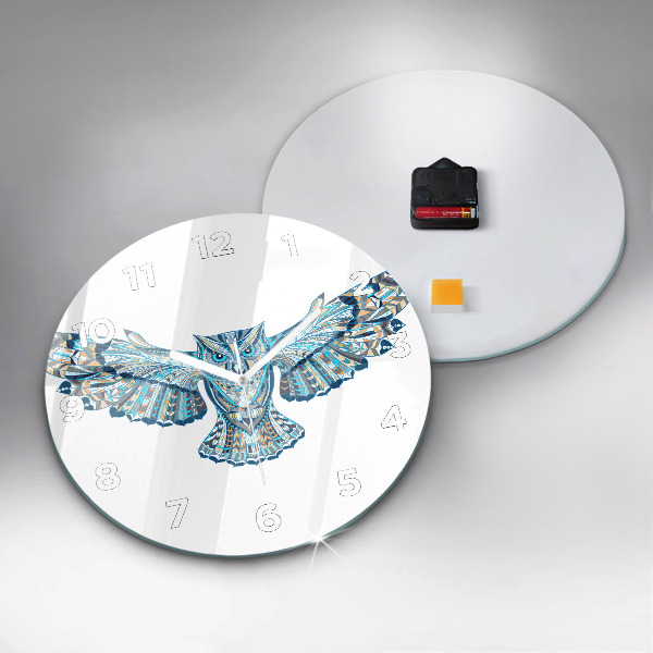 Ceas rotund de perete din sticlă Bufniță în zbor