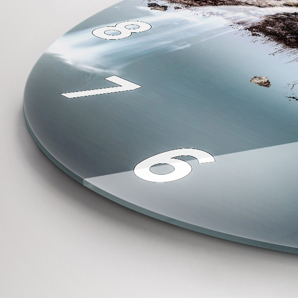 Ceas rotund de perete din sticlă Insulă zburătoare și cascadă