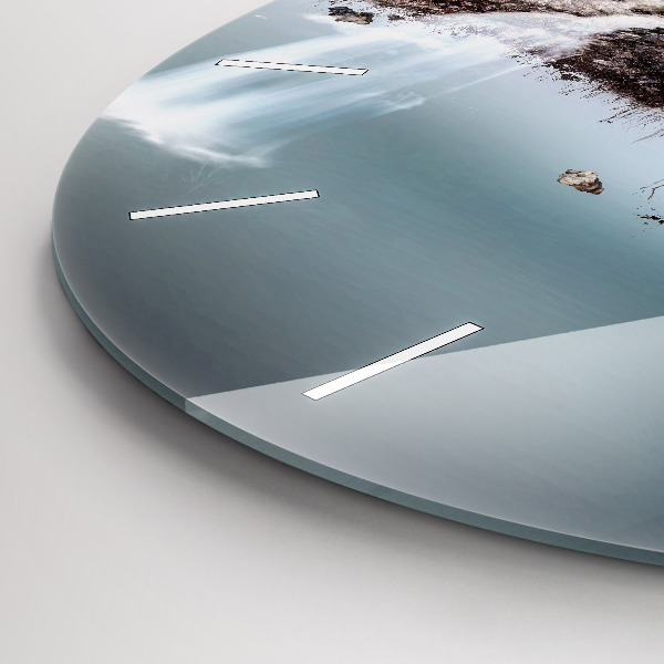 Ceas rotund de perete din sticlă Insulă zburătoare și cascadă