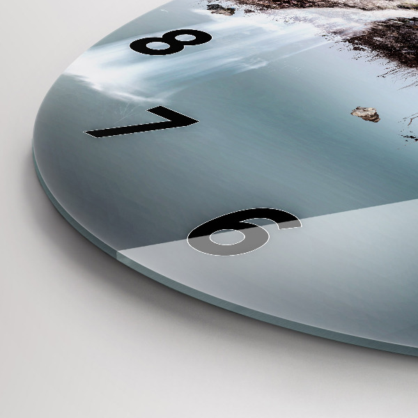 Ceas rotund de perete din sticlă Insulă zburătoare și cascadă