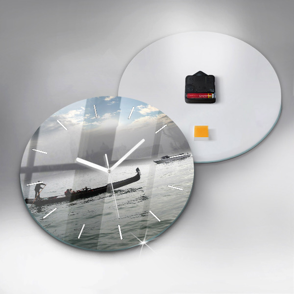 Ceas rotund de perete din sticlă Gondola in Venetia