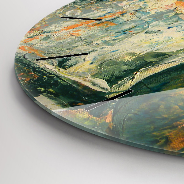 Ceas rotund de perete din sticlă Poziția elefantului pictat