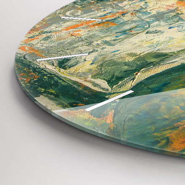 Ceas rotund de perete din sticlă Poziția elefantului pictat