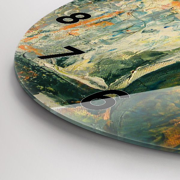 Ceas rotund de perete din sticlă Poziția elefantului pictat