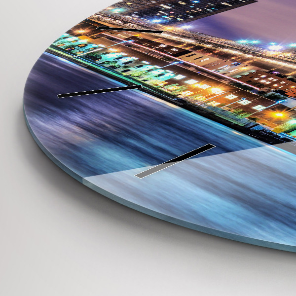 Ceas rotund de perete din sticlă Podul Brooklyn și East River