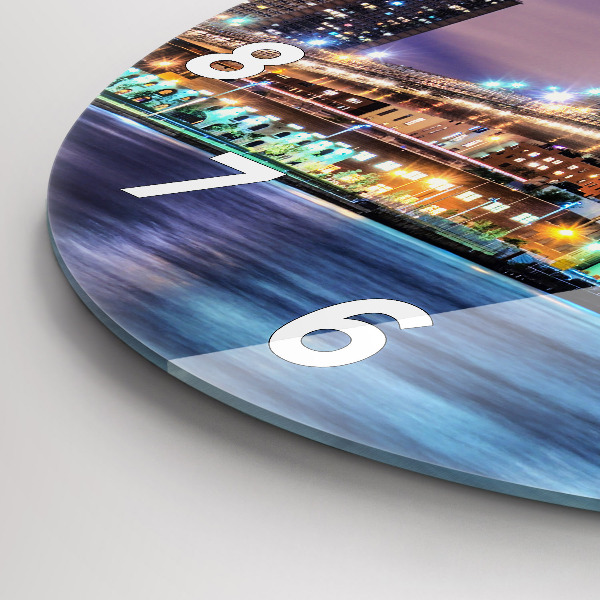 Ceas rotund de perete din sticlă Podul Brooklyn și East River