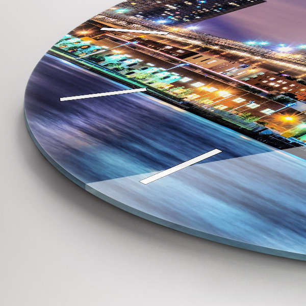 Ceas rotund de perete din sticlă Podul Brooklyn și East River