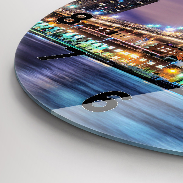 Ceas rotund de perete din sticlă Podul Brooklyn și East River