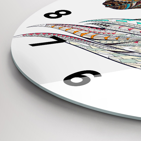 Ceas rotund de perete din sticlă Ilustrație de cal