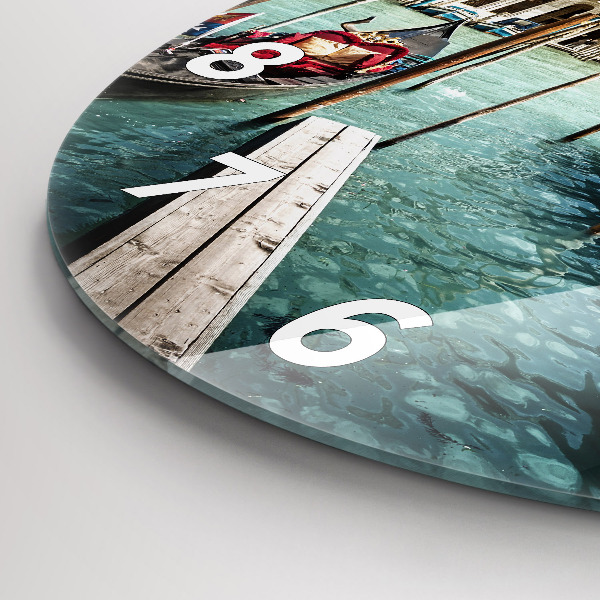 Ceas rotund de perete din sticlă Gondole Veneția Italia