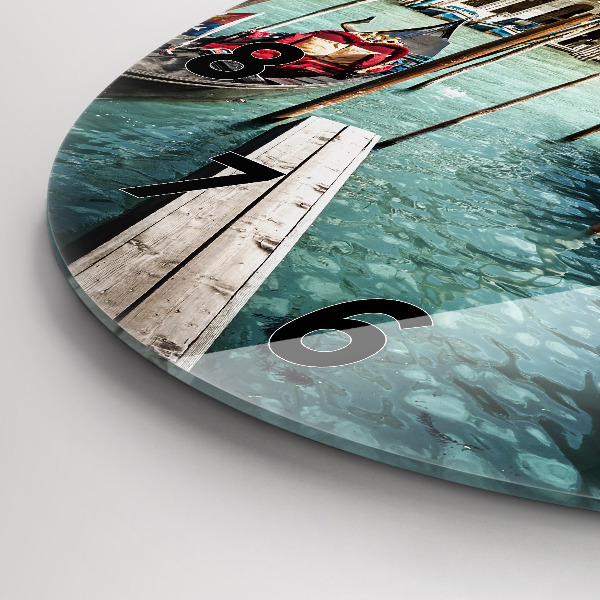 Ceas rotund de perete din sticlă Gondole Veneția Italia