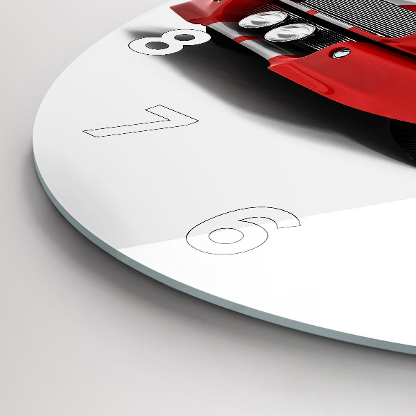 Ceas rotund de perete din sticlă Mașină sport