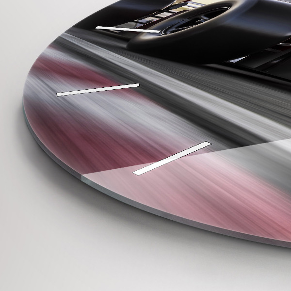 Ceas rotund de perete din sticlă Mașină sport de curse