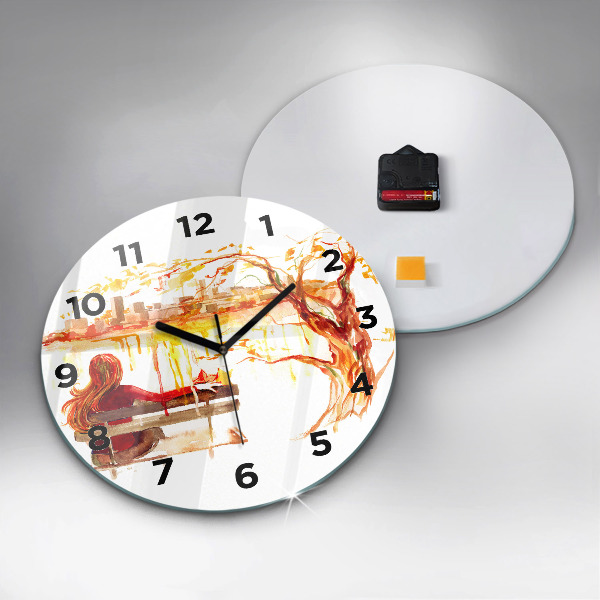 Ceas rotund de perete din sticlă Peisaj de toamnă