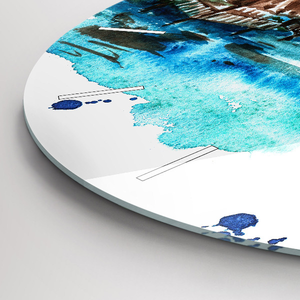 Ceas rotund de perete din sticlă Imaginea unei insule pustie