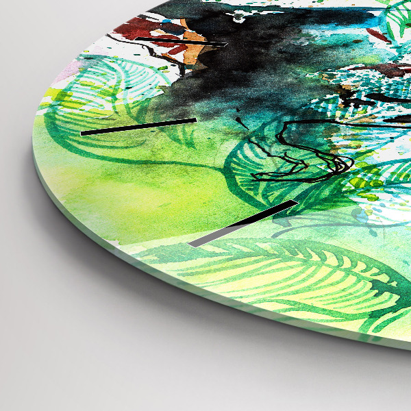 Ceas rotund de perete din sticlă Tucan în iarbă