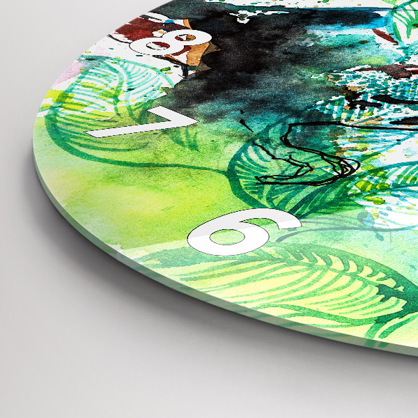 Ceas rotund de perete din sticlă Tucan în iarbă