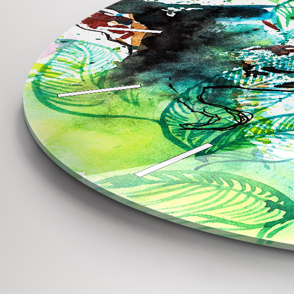 Ceas rotund de perete din sticlă Tucan în iarbă